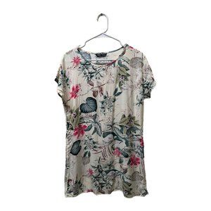 Shein White Floral Print Tunic Dress, XS, Pre-owned